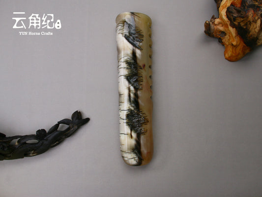 Double-Row Dragon Bone Massage Comb原生角皮手柄双排龙骨按摩梳